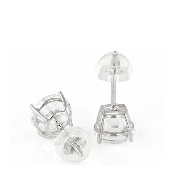 White Lab Created Sapphire 2.40ctw Rhodium Over 10k White Gold Earrings - Picture 3 of 3